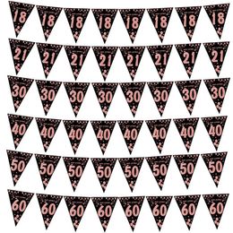 Banners Streamers Confetti Rose Gold 18 30 40 50 60 Year Happy Birthday Banner Streamer Party Backdrops Decoration Adult Birthday Anniversaire 30th Flags d240528