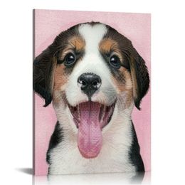 Dog Wall Posters Pictures Wall Decor Cute Dogs Canvas Wall Art Funny Framed Art Prints Animal Hanging Wall Art Dog House Sign for Gifts Wall Frames for Bedroom