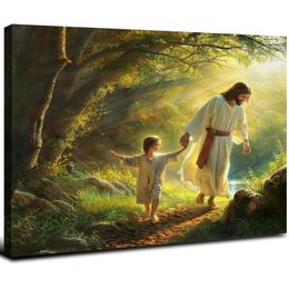 Gesù Cristo che cammina con il bambino poster decorativo tela decorativa arte da parete poster camera da letto