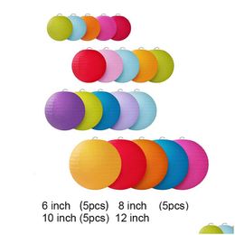 Other Event Party Supplies 16/20Pcs Colorf Round Paper Lantern Ball Lanterns Chinese Year Decorations Birthday Decor 6-12 Lanterna Dro Dhl9P