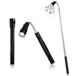 Hard wearing Aluminium case Telescopic Flexible 3 LED Torch Flashlight Magnetic Pick Up Tool Lamp Light whole6206829