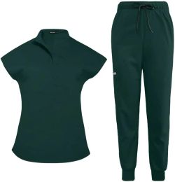 Scrubs Set for Women Nurse Uniform Jogger Suit Stretch Top & Pants with Multi Pocket for Nurse Esthetician Workwear
