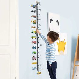 Wall Decor Cartoon Wall Stickers Height Measurement for Boys Room Cars Truck Tractor Bulldozer Height Grow Up Chart Wall Decals Baby Room d240528