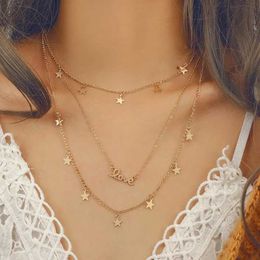 Pendant Necklaces 30 new Bohemian Starry Moon multi-layer alloy necklaces womens charm Jewellery tassel necklace set mother and girlfriend gifts S2452766VIPT