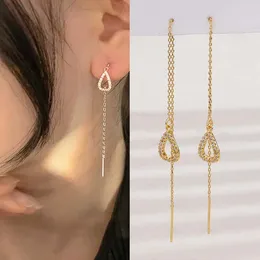 Dangle Earrings Fashion Drop Ear Line Long Hanging For Women Gold Color Zircon Crystal Piercing Threader Earing Accessories Jewelry