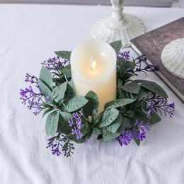 Decorative Flowers Christmas Candlestick Wreath Decoration Fake Flower Garland Candle Holder Wedding Party Year Home Decor Xmas Ornament