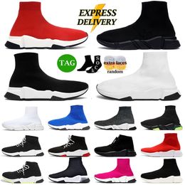 Top Fashion Speed Trainer Designer Sock Shoes Knite Platform Casual Sneakers Socks Trainers Black White Red Beige Loafers Lace Up Women Mens Cloud Runners Shoe 36-45