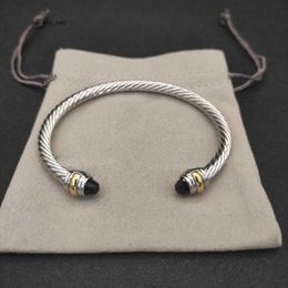 Twisted designer bracelet DY diamond pearl head Jewellery woman bracelet silver twisted cuff cable wire bangles weights opening cuff accessories
