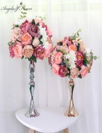 Custom 35cm silk peonies artificial flower ball Centrepieces arrangement decor for wedding backdrop table flower ball 13 Colours Y24508582
