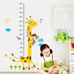 Wall Decor Cartoon Animals Height Measure Wall Stickers For Kid Rooms Animals Zoo Vinyl Growth Chart Ruler Living Room Decor Children Gift d240528