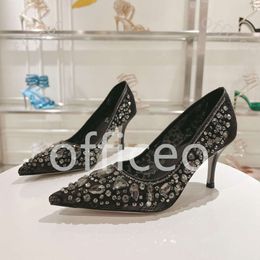 Rene Caovilla Heels in pizzo formale da donna di alta qualità da donna con abbellimenti di cristallo designer in vetro Diamond Diamond Sandali di lusso bordata