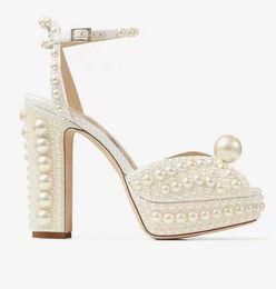 Handmade Beaded 73 Fish Thick Mouth Sandals 35-41 High Heel Waterproof Platform Womens Shoes Wedding Dress Pearl 230807 454