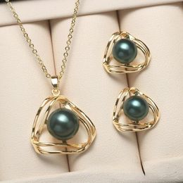 Pendants 14k Gold Plated Shell Pearl Set For Women Temperament Bead Necklace Earrings Jewellery Not Fade Wedding Anniversary Gifts