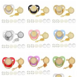 Party Favour Sublimation Baby Pacifier With Clip Bling Crystals Blank Infant Pacifiers Chain Birthday Gift Newborn Care Tools 14 Drop D Dhs53