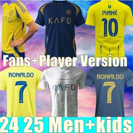 new 24 25 Al Nassr FC Soccer Jerseys Ronaldo 2024 2025 Home Yellow Away CR7 Gonzalo Mane Martinez Talisca FANS Player Version boy set Kids Kit Football Shiirt Al-Nassr