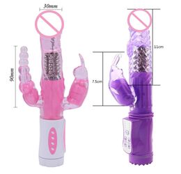 Erotic Intimate Goods Triple Pleasure Rabbit Vibrator G Spot Clit Stimulator Rotation Dildo Vibrator Sex Toys for Adults Women Y191187858