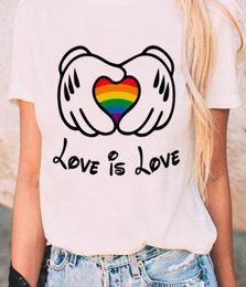 Love Is Rainbow Graphic Tshirt Womens Lesbian Pride Cartoon Lady Harajuku Top Tee Female5284606