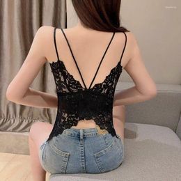 Women's Tanks Butterfly Lace Camisole Beauty Back With Bust Pad Slimming Tops Tube Bra