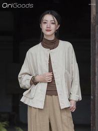 Women's Blouses 2024 Spring Coat Women Chinese Style Long Sleeve Shirt Ramie Cotton Fabric Japanese Oversized Tops C014