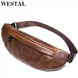 WESTAL men's belt bag genuine leather waist pack male fanny pack man belt pouch running hip bags cellphone bag men's waist ba 2254