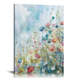 Wildflower Meadow Canvas Decor для гостиной, спальни, ванной комнаты, кухни, офиса, бара, столовой гостевой комнаты - готово к повесе