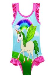 2018 6 design INS Unicorn Swimwear One Piece Bowknot Swimsuit Bikini Big Kids Summer Cartoon Infant Swim Bathing Suits Beachwear9997477