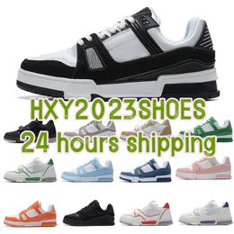 2024 Designer Men Sneaker Virgil Trainer Sapatos casuais Sapatos de couro de baixo calfs