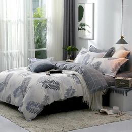 Bedding Sets Nordic Set Geometry Sheet Pillowcases Bedclothes Duvet Cover Pastel Underwear Bed Linen Leaf Bedspread Set49