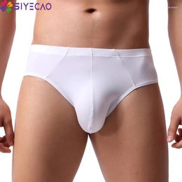 Underpants Breathable Mens Briefs Underwear Seamless Ice Silk U Bulge Pouch Panty Mid-rise Elastic Men Panties Hombre Cueca