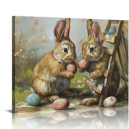 Easter Bunny Is Decorating Eggs Poster Easter, Canvas Or Poster, Wall Art Easter, Home Decor, Decor Spring Print Easter Print Nursery