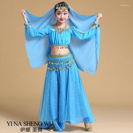 Stage Wear Fashion Style Child Belly Dance Costume Set Sari Bollywood Children Outfit QERFORMANCE Clothes Sets 245E