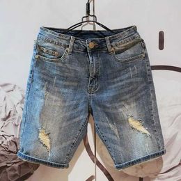 Men's Shorts Mens casual hole denim shorts Koreon new street clothing retro mens summer loose blue sports shirt S2452899