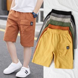 Children Shorts Casual Solid Colour Elastic Waist Boys Cargo Summer Calf Length Kids Trousers Sport Pants for 2-12 Yrs L2405 L2405