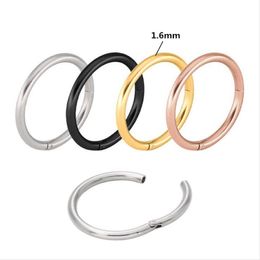 Hoop & Huggie Shi06 316 L Stainless Steel Men 1 6mm Circle Earrings Vacuum Plating Good Quality No Easy Fade Allergy Free Many Size Col 316v