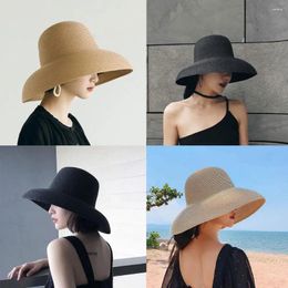 Wide Brim Hats French Hepburn Style Big Straw Hat Summer Sun Retro Sunshade Fisherman Vacation Protection Beach C4J2