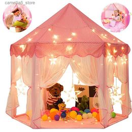 Toy Tents Princess Tent Girls Large Playhouse Kids Castle Play Tent Toy for Children Indoor and Outdoor Games 55 x 53 DxH Q240528