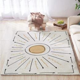 Carpets 2024 Living Room Large Area Rugs Abstract Gray Gold Annual Ring Pattern Non-Slip Bedroom Bedside Floor Mat