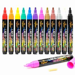 Watercolor Brush Pens Markers 12 pieces/set of liquid chalk markers scratch resistant LED writing board glass window art 12 color markers WX5.27