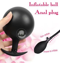 Builtin Steel Ball Inflatable Anal Plug Vibrating Ball Backyard Toys for Men and Women Masturbation Device Anus Dilator Adult Sup9254537