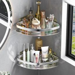 Bathroom Shelves Corner Shower Shelf Aluminium Wall Mount Shampoo Storage Rack Holders No Drill Kitchen Bathroom Accessories 240528