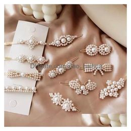 Hair Clips & Barrettes S899 Fashion Jewellery Pearl Beads Barrette Girl Flower Butterfly Bowknot Clip Vintage Hairpin Drop Delivery Hai Dh0Nl