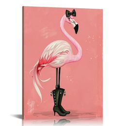 Pink Aesthetic Poster Preppy Room Decor Cute Flamingo Wall Art Canvas Poster Picture Paintings For Living Room Bedroom