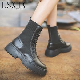 Boots LSXJK Winter Women White Thick-Heeled Thick-Soled Short 2024 Single 5026-1