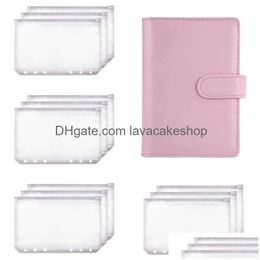 Party Favor A6 Binder Planner Pink Notebook And 12 Pieces 6 Hole Zipper Folder Pockets Cash Envelope Wallet 0224 Drop Delivery Home Ga Dhfsd