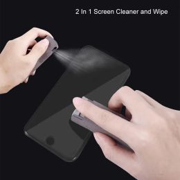 2 In 1 Phone Screen Cleaner Spray Computer Screen Dust Removal Microfiber Cloth Set Cleaning Artefact Without Cleaning Solution