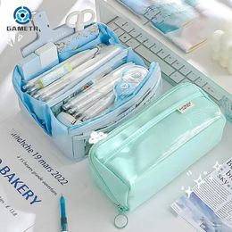 Candy Colour Pencil Case Lovely Fashion Large Capacity Pen Bag Pouch Holder Box Stationery Zipper School Supplies 240528