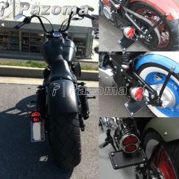 Chrome Motorcycle Rear Tail Light Brake Stop Lamp License Plate Integrated Light For Harley Cafe Racer Custom Chopper Bobber