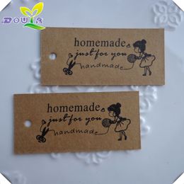 Retro Girl Homemade Brown Paper Tags With Needlework Swing Tags For Handmade Products Labels For Gift Decorative Label Card