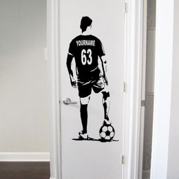 Custom Football Wall Sticker Vinyl Art Home Decor Soccer Player Silhouette Decal Personalized Name and Jersey Numbers Mural G007