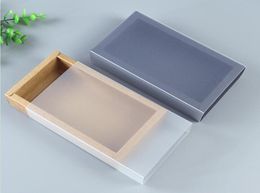 9 sizes Kraft black white gift packaging box with window kraft carton paper gift paper box with lid carton cardboard9289916